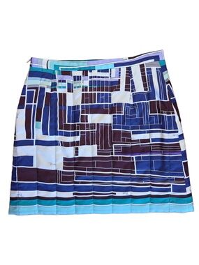 Emilio Pucci Blue and Turquoise Geometric Mini Skirt